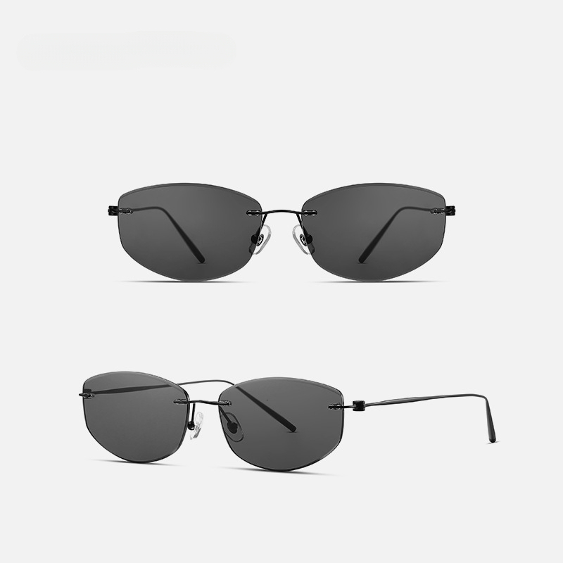 Ultra light titanium frameless cut edge sunglasses high definition nylon UV stylish and high end driving sunglasses for men - view 4