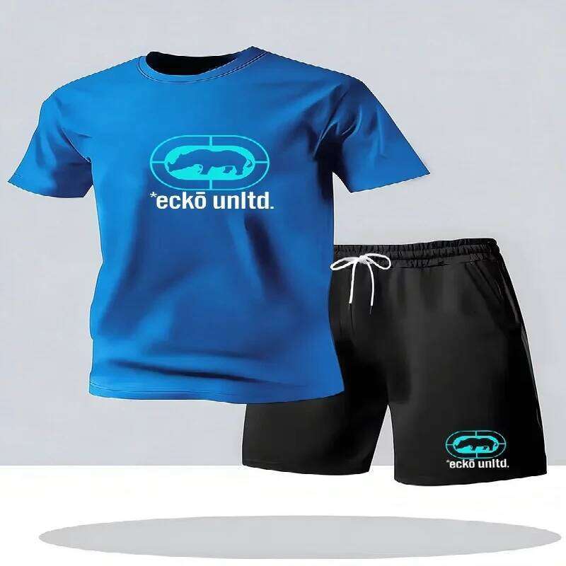 New Summer Casual T-Shirt and Shorts Relaxed Fit Men's Short-Sleeve Breathable Athletic Two-Piece Set 26Y0626 - view 5