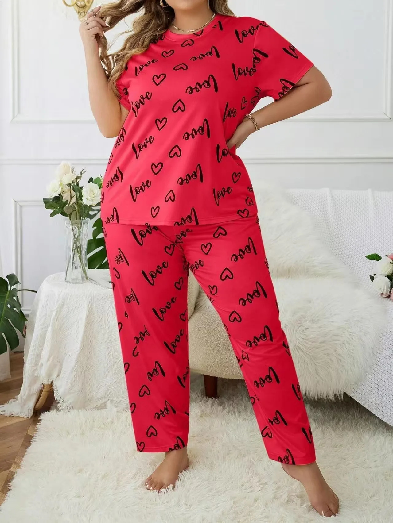 Plus size Womens Pajamas Set Sleepwear Spring Long Sleeve Tops Shorts Home Clothes Pyjama Femme Loungewear Pijama Mujer 260625 - view 5