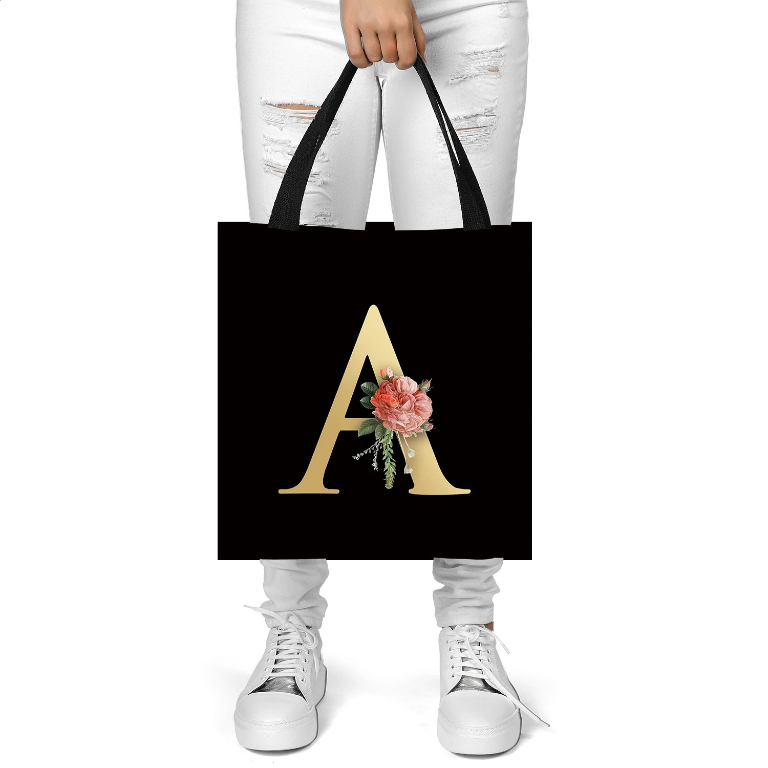 Letter Printing Canvas bag Lightweight Shoulder bag Tote bag Handbag Shopping bag Holiday Gift Bag 260625 - view 5