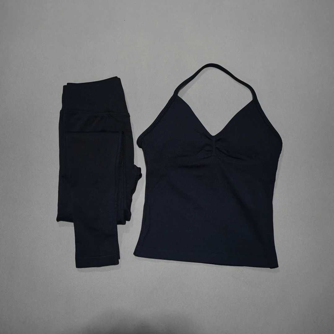 Set 2-Piece Active DFDK Womens Backless Yoga Top High Waist Seamless Pants Running Fitness Sports Suit M260626 - view 6