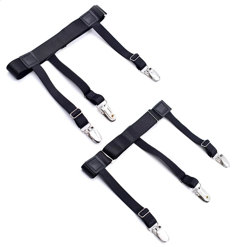 Mens Shirt Stays Adjustable Elastic Shirt Tuckers Garters Shirt Holders with Non-Slip Locking Clamps for Police Military-Black 260626 - view 3