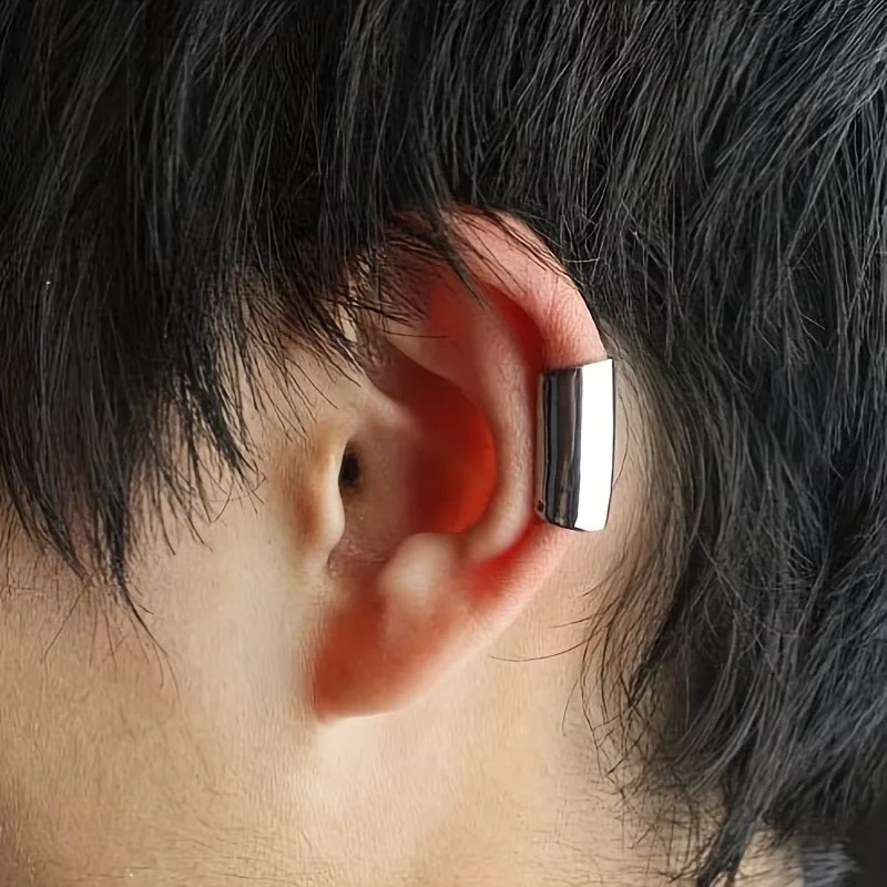 1pc Simple Long Tube Geometric Stainless Steel Ear Clip For Men Women Non Piercing Cuff Jewelry Fashion Daily Wear Style 260623