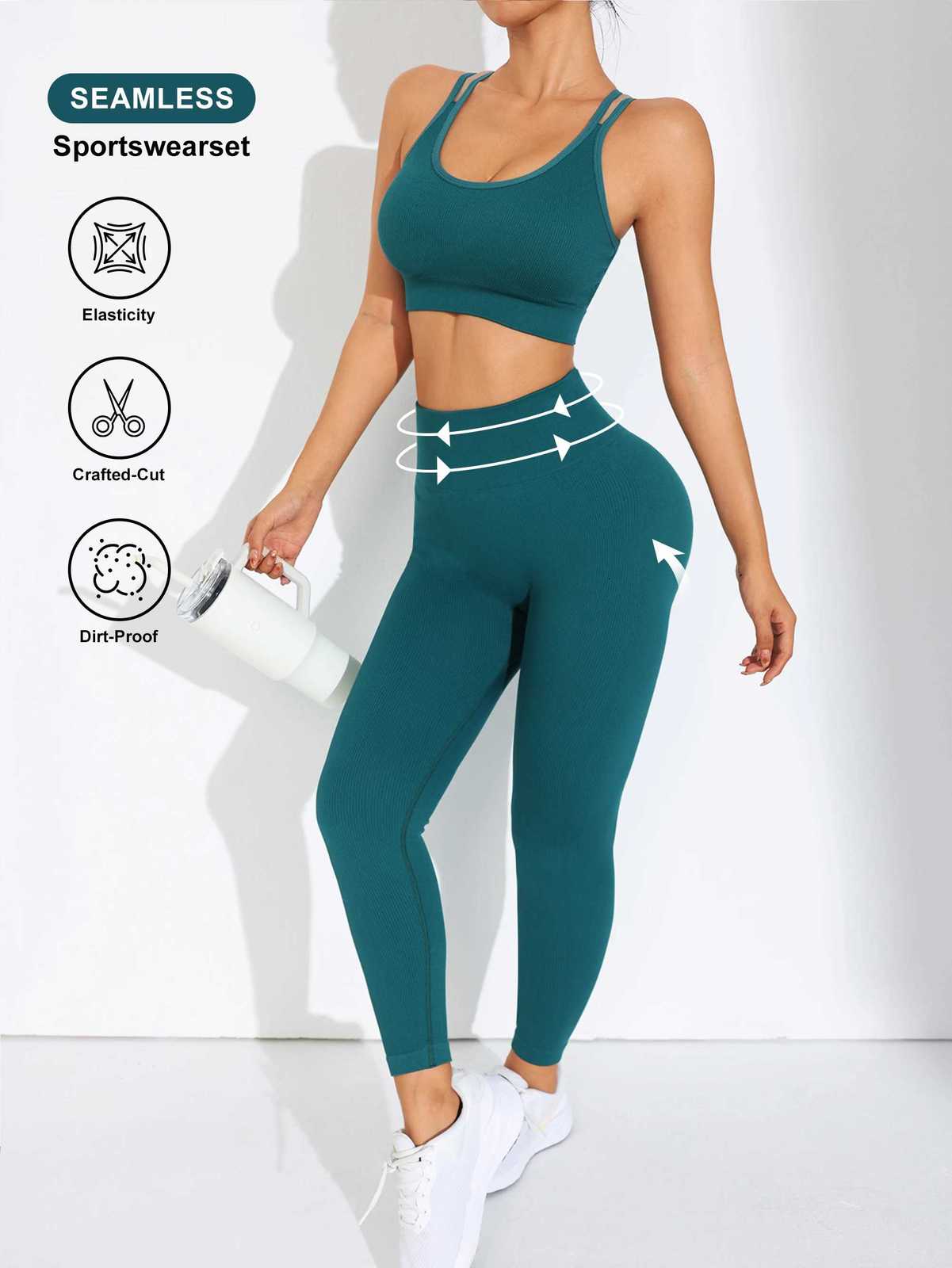 Tracksuit Two Pieces Set Womens Women Clothing Sportswear Woman Gym Sports Leggings And Tops Pant Sets Sport Yoga Clothes M260626 - view 3