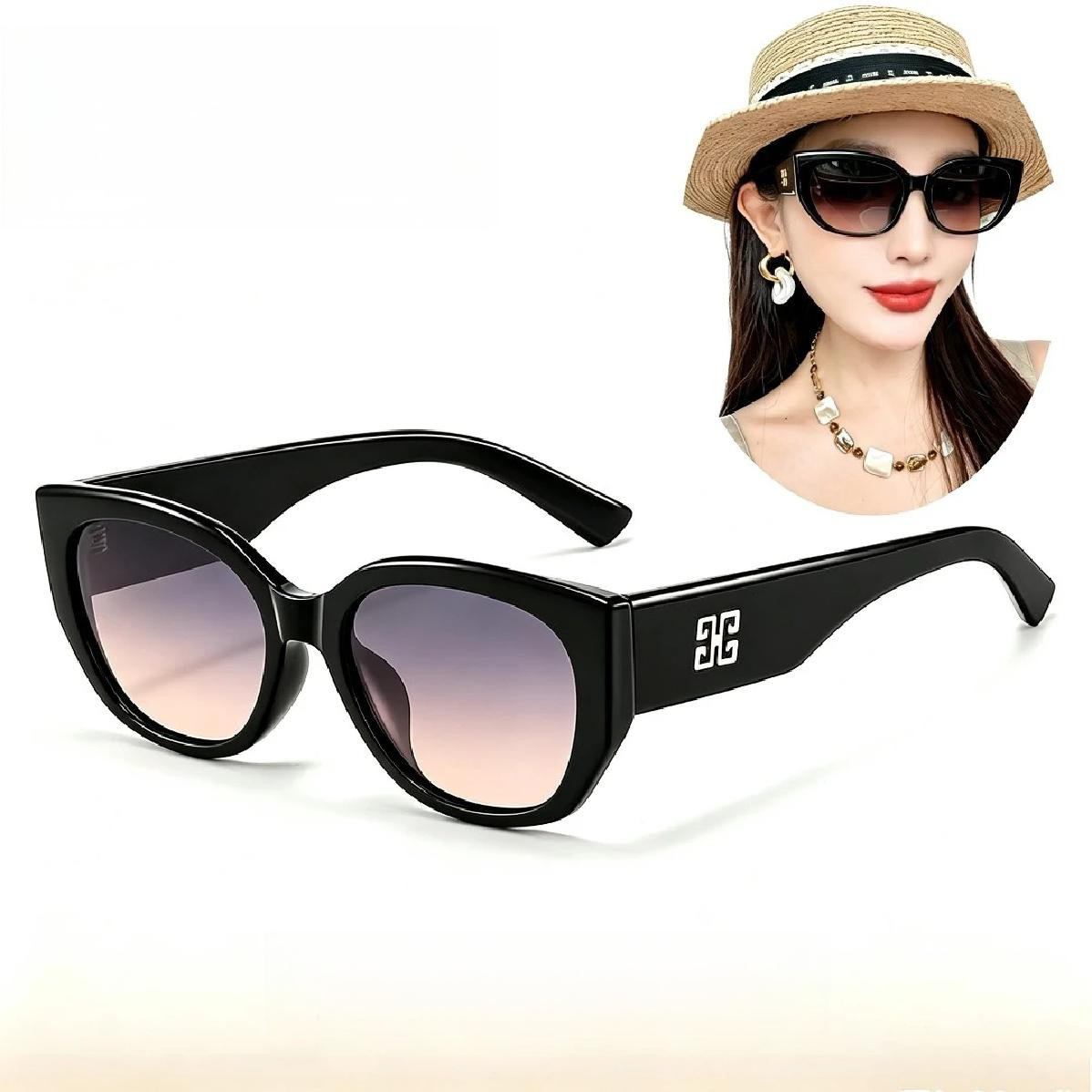 Women's Designer's New Internet Famous Luxury And High-end Sunglasses Women's Large Frame Retro Cat Eyes Women's Cat Eyes Fashiona - view 3