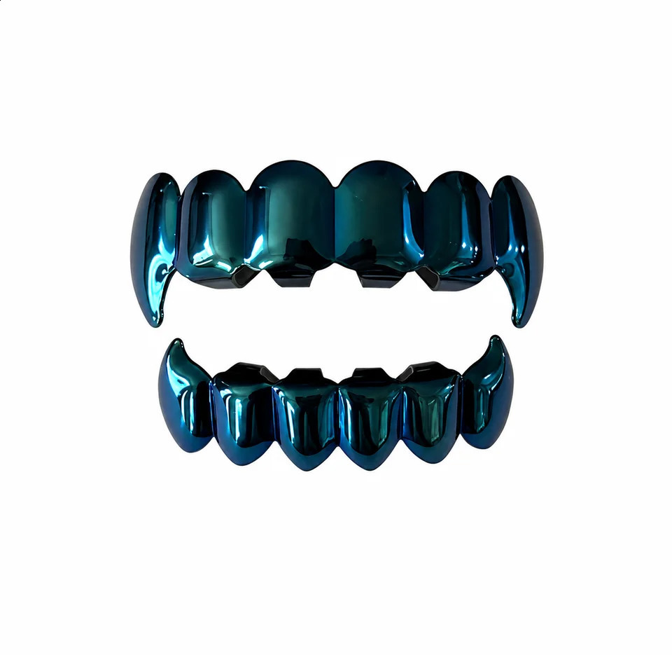 JINAO Hip Hop 6-8 Teeth Smooth surface Drak Blue color Grillzs set Men Women TopBottom shinny Grill Punk Rapper Christmas 260626 - view 6