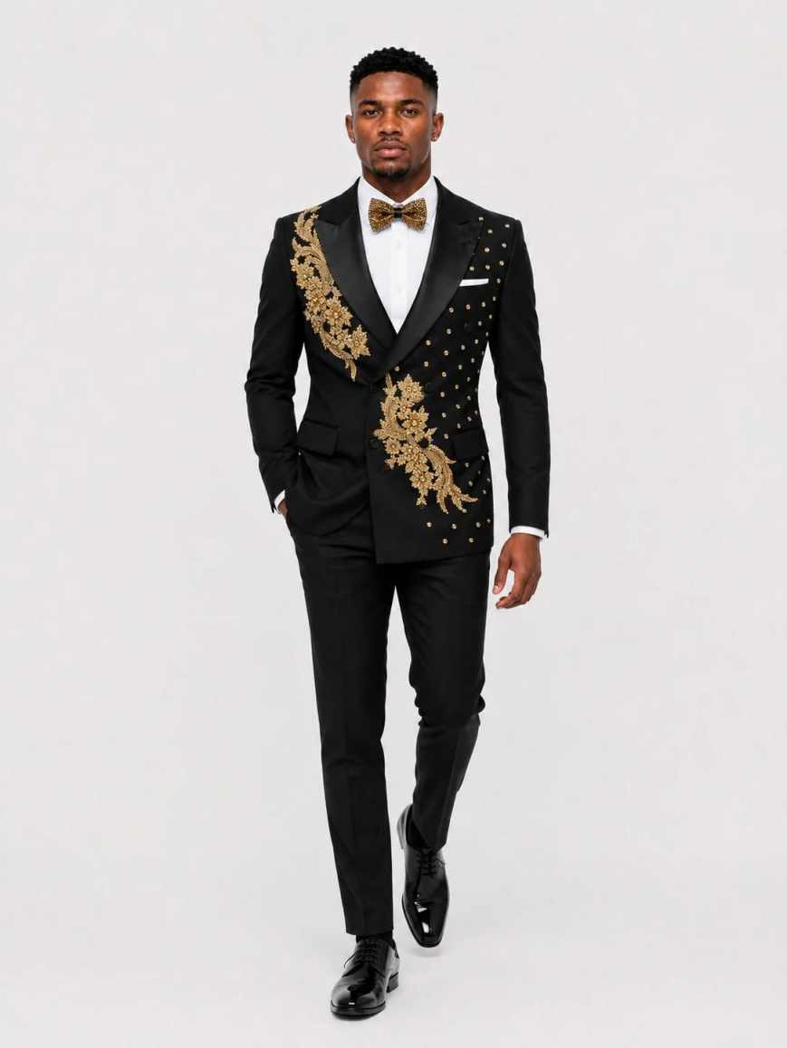 Exquisite Wedding Tuxedos Crystal Appliques 2 Piece Set Men Suit Handsome Jacket Pants Groom Evening Prom Blazers Customized - view 4
