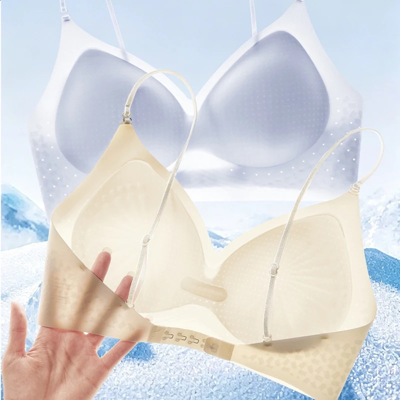 Womens Summer Thin Ice Silk Bra Seamless NoWire PushUp Sexy Small Breast Beautiful Back n Comfortable Underwear 260626