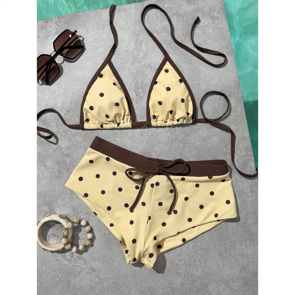 Y2K Sweet and Spicy Storm Point Hanging Neck Strap Bikini Shorts Girl Style Beach Vacation Split Swimsuit 260626 - view 6