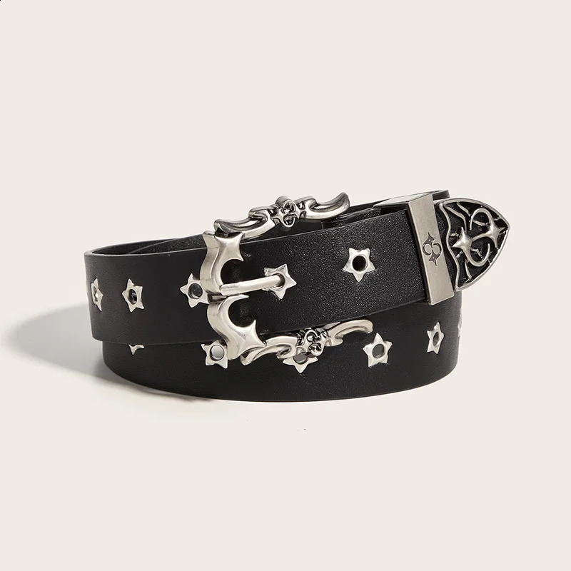 Star Eye Rivet Studded Belt For Men and woman Gothic Pin Buckle Fashion Casual Punk Pu Leather Waistband Y2K Hip Hop Jeans Belt 260626 - view 1