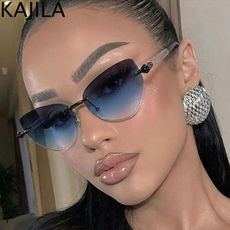 Sexy Cat Eye Punk Rimless Sunglasses Women 2026 y Retro Steampunk Polygon Sun Glasses For Ladies Fashion Shades UV400 260626 - view 6