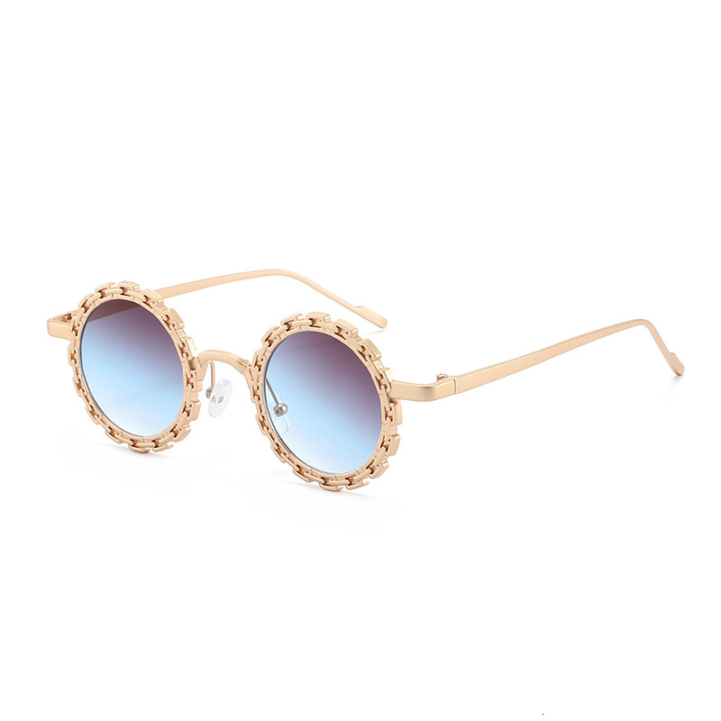 20 New Floral Round Frame Sunglasses For European American Hot Girls, High-End, Unique And Fashionable Sunshade Glasses - view 5