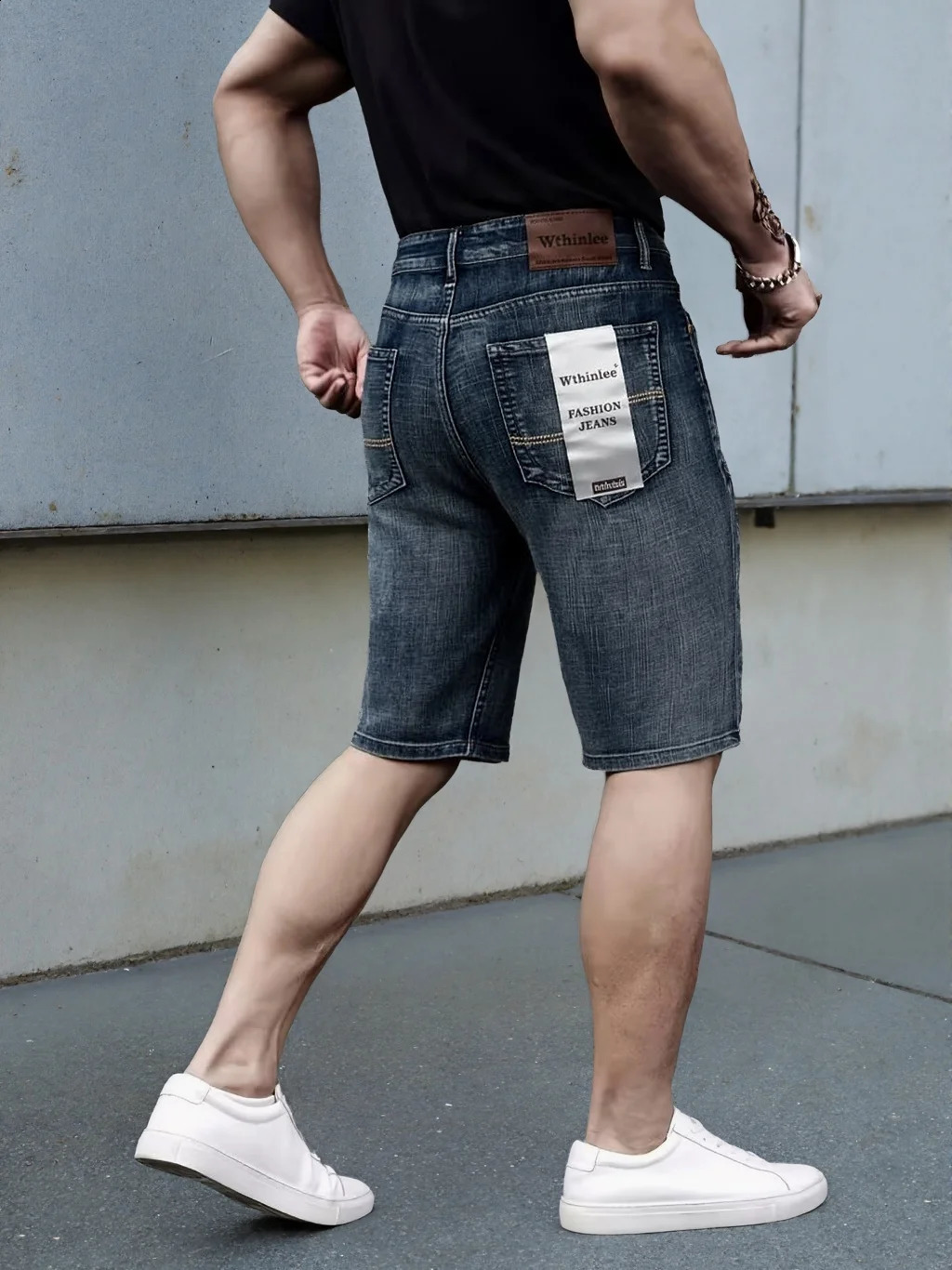 Wthinlee Business Mens Jeans Casual Straight Stretch Fashion Classic Blue Black Summer Denim Shorts KneeLength 260625 - view 5