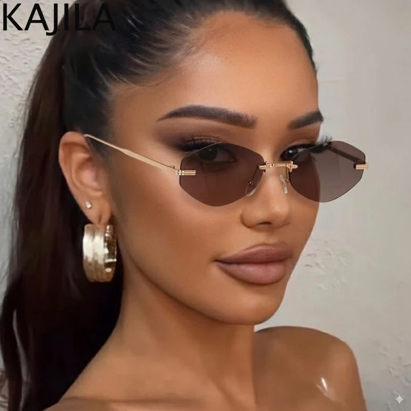 Small Hexagon Rimless Sunglasses Women 2025 y Retro Metal Frameless Polygon Sun Glasses Trendy Outdoor Shades UV400 260626 - view 3