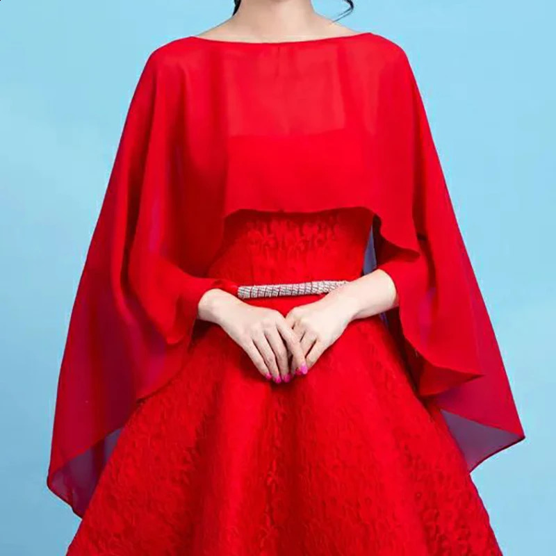 Womens Chiffon Cape Bolero Femme Mariage Chalas Mujer Evening Wedding Bridal Jacket Wraps Accessories Peleryna Cloak Boda Shawl 260625 - view 5