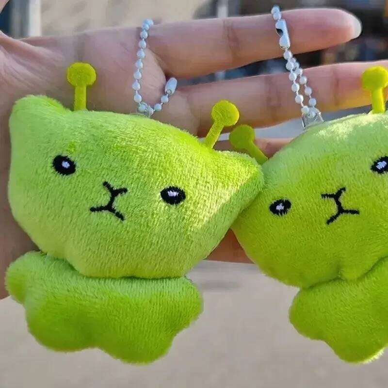 12pc Mini Alien Cat Keyring Green Soft Plush Portable Key Chains Super Cute Handmade Doll Bags Pendant Gifts Decor 26Y0626 - view 7
