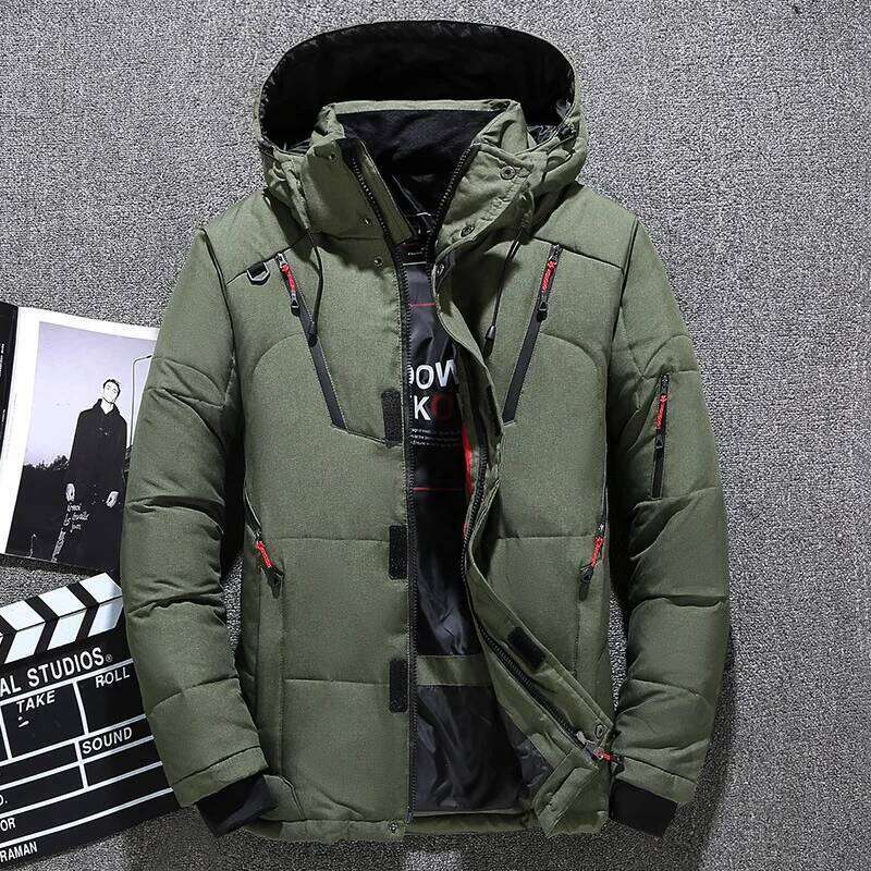 Winter Mens White Duck Down Warm Hooded Thick Slim Fit Puffer Jacket Coat Male Casual High Quality Overcoat Thermal J260626 - view 3