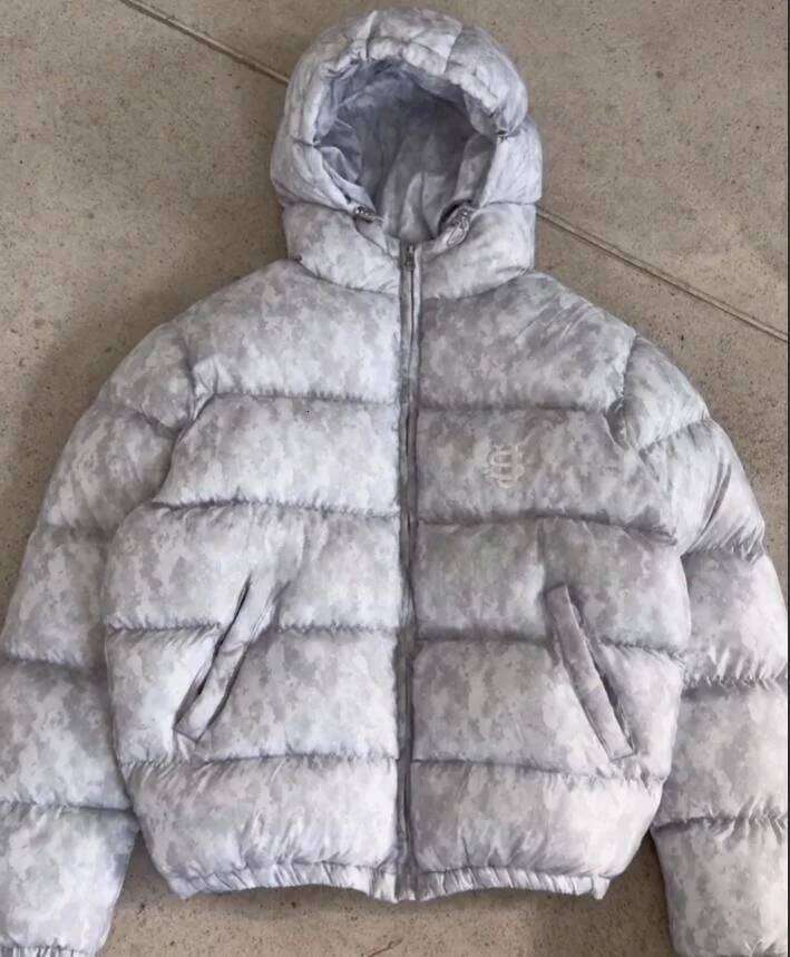 Men Hip-Hop Street Style Silver Camo Minimalist Gold Coin Embroidered Logo Winter Fashion Zipper Down Jacket W260626 - view 4