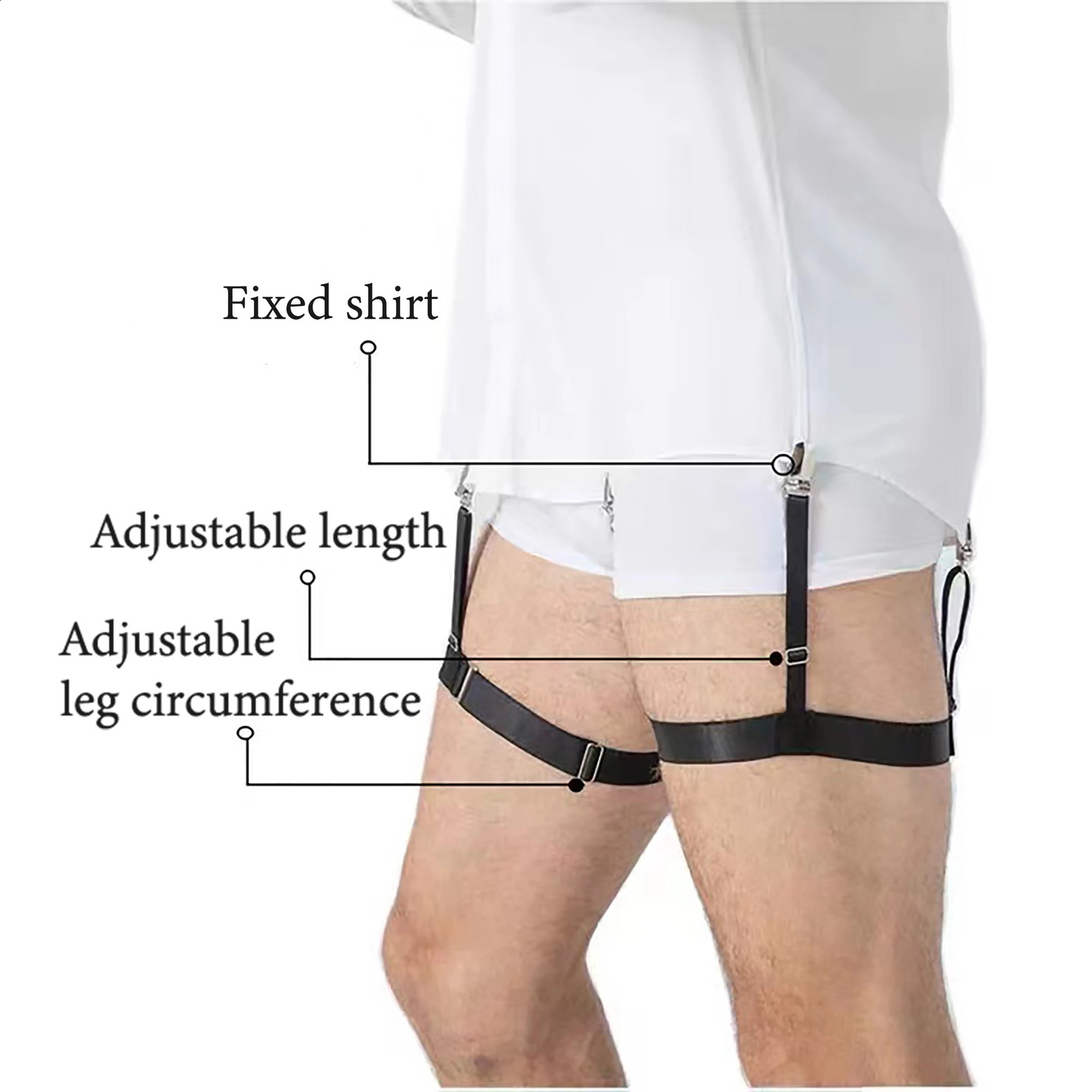Sell Classic Black Men Shirt Stays Belt With Non-slip Locking Clips Keep Shirt Tucked Leg Thigh Suspender Business Accessory 260626 - view 5