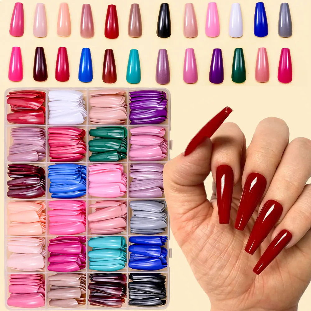 576pcs/Box Colorful Fake Nails Black Red n Fake Nail Oval Short Square Press On False Nails Mixed Full Cover Nail Tips 260626 - view 3