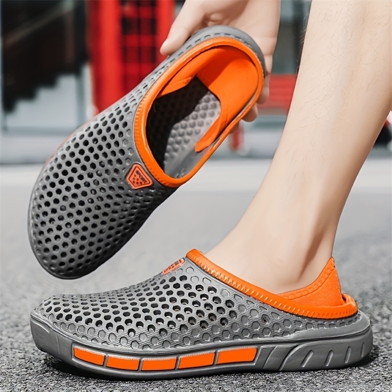 Mens and Womens Summer Sandals Clogs Casual Round Toe Slip on Outdoor Geometric Pattern Anti-slip Beach Hole Shoes Plus 45 47 260625