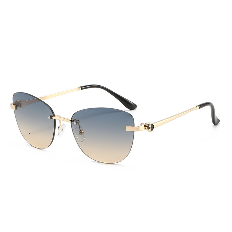 New Vintage Frameless Oval Sunglasses, Fashionable Heart-Shaped Design, Stylish And High-End, Personalized Street Style Women's Sunglasses - view 5