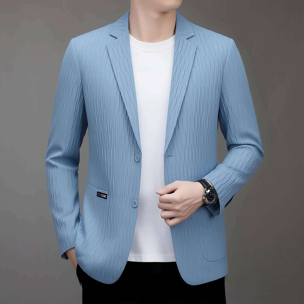 Spring Summer New Hollow Out Moisture Wicking Breathable Sun Protection Blazer Men Business Casual Thin Suit Jacket 26L0626 - view 5