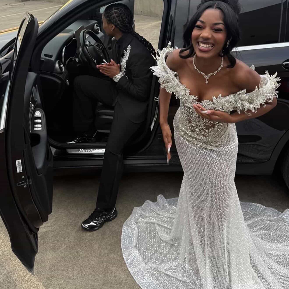 Sliver Beading Prom Dress 2026 For Black Girl Birthday Party Dress Sexy Mermiad Formal Dress - view 4