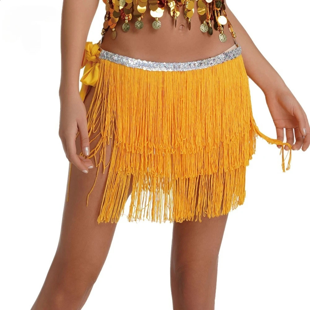 Waist Mini Skirt Hip Scarf Latin Dance Belly Stage Performance Costume Party Wear Women Clothing Tassel Clothes 260626 - view 6