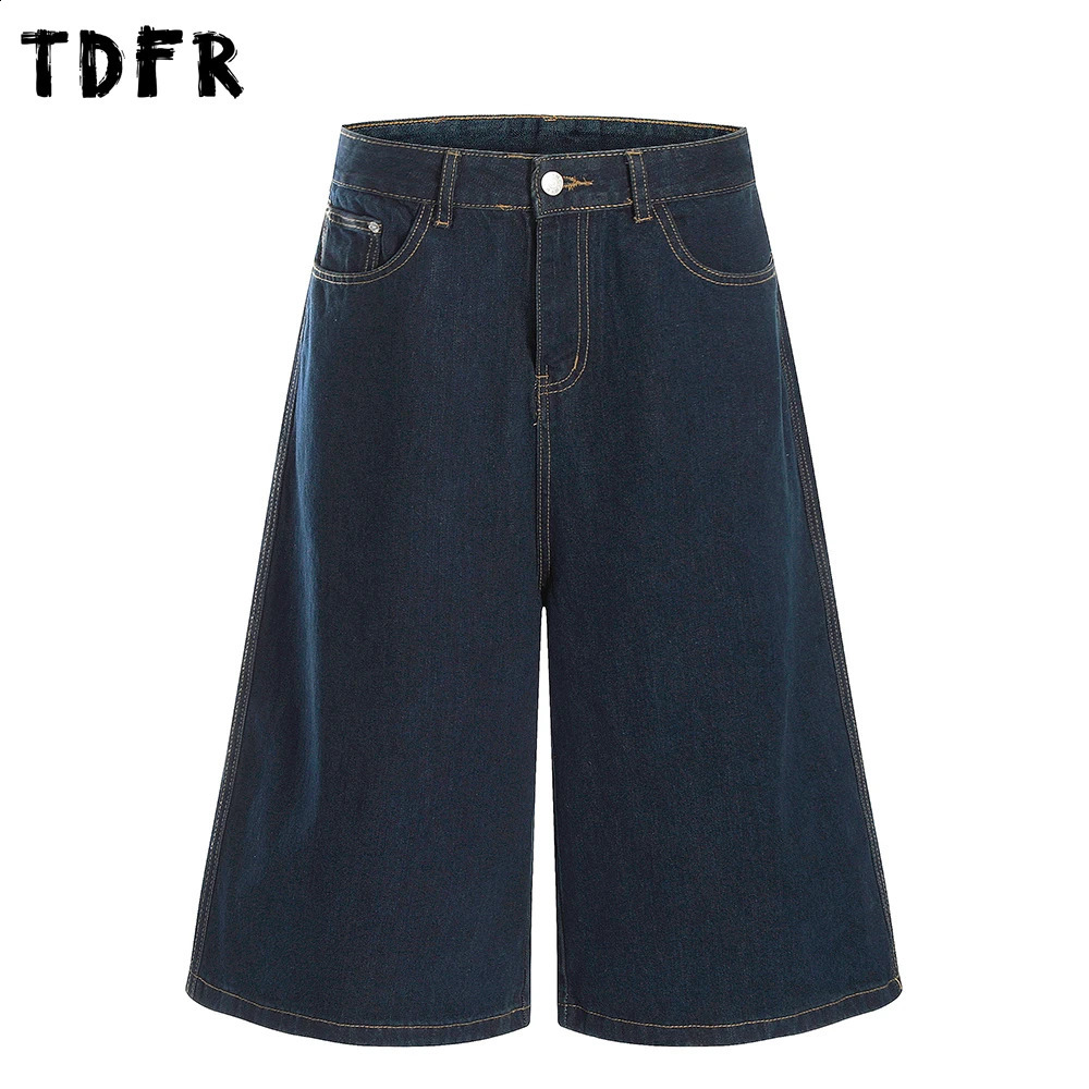 Graffiti Embroidery Denim Shorts Mens Retro Streetwear Loose Wide Leg Short Jeans Men 260625 - view 4