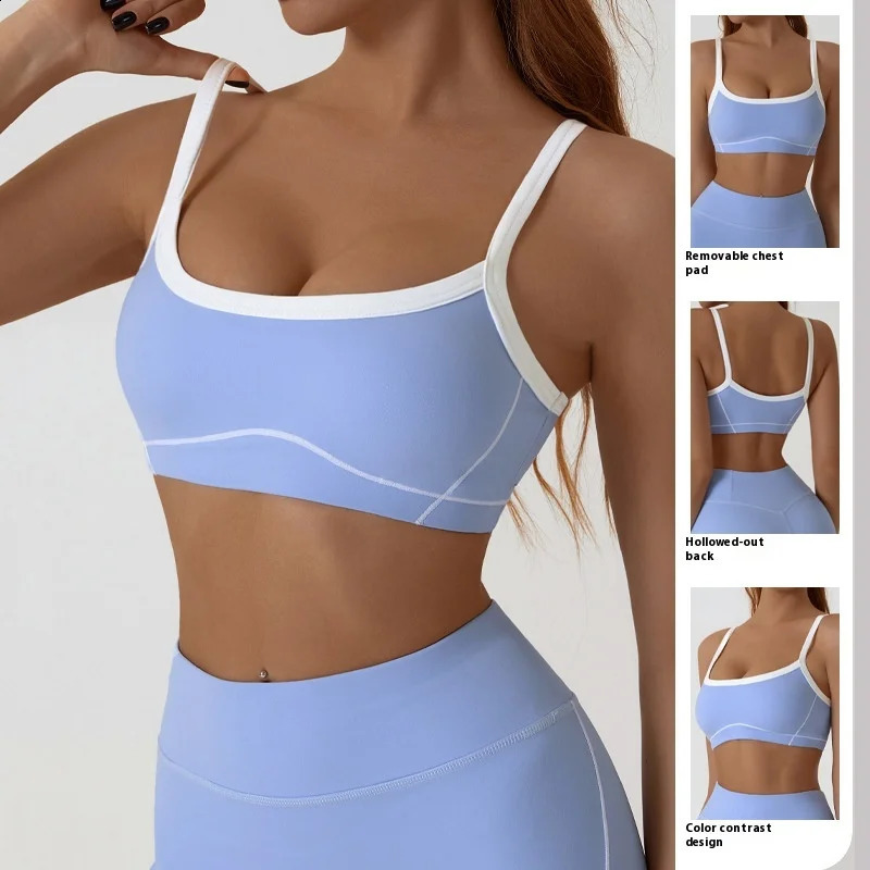 Yoga Sports Bra Color Clashing Shock Absorbing Brassiere Women Full Cup Breathable Gym Tube top Bra Yoga Workout Underwear 260626 - view 3
