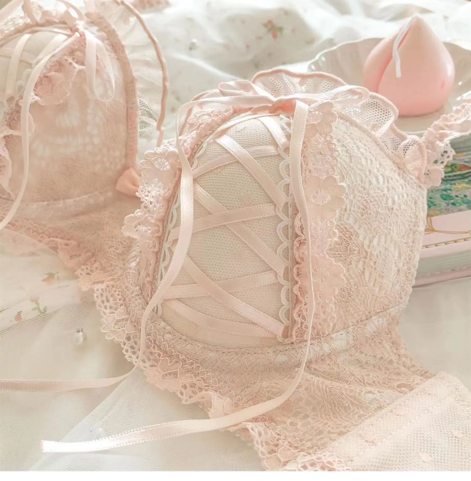 Princess Lolita Bra Set Pure Lust Lace Sexy Gathering AntiSagging Sweet Court Style Comfortable Underwired Girl 260626 - view 6