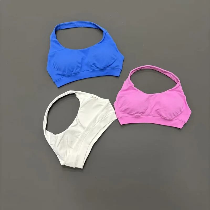 HISTELLO Sports Bra Women Seamless Yoga Underwear Halter Neck Strap Open Back Gym Top Workout Fitness Running Bra 260626 - view 1
