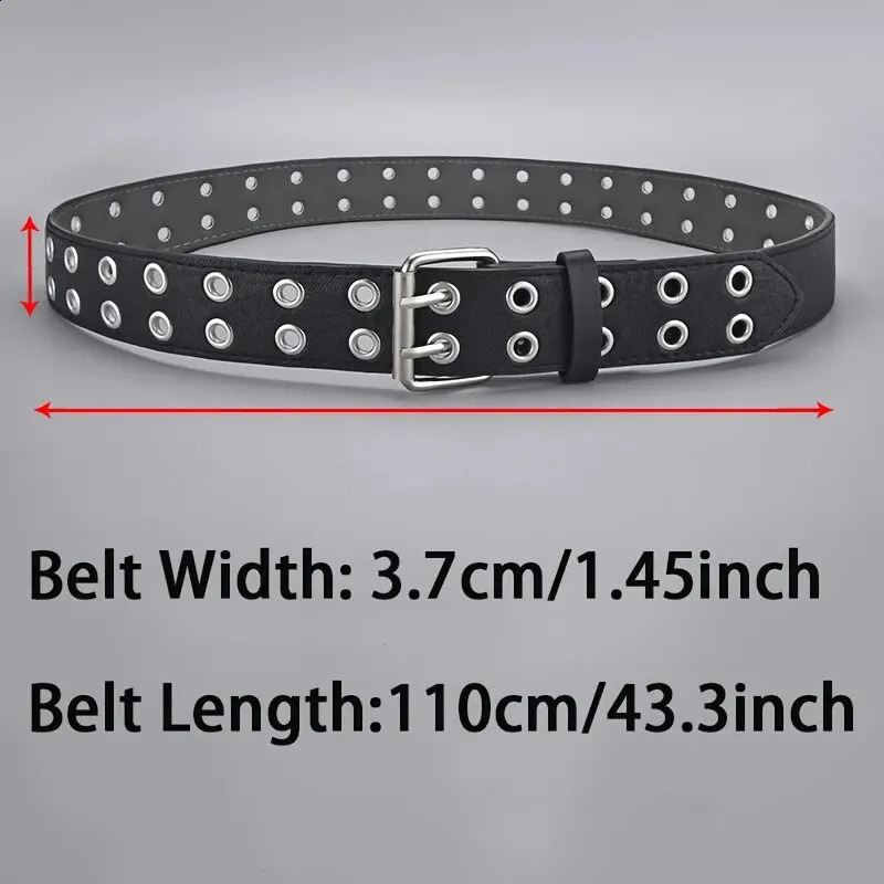1pc Womens Belt Trend Simple Double Hole Men Belt Punk Hip Hop Rock Style Subculture Y2K Belt Punch Free Belt for Men and Women 260626 - view 5