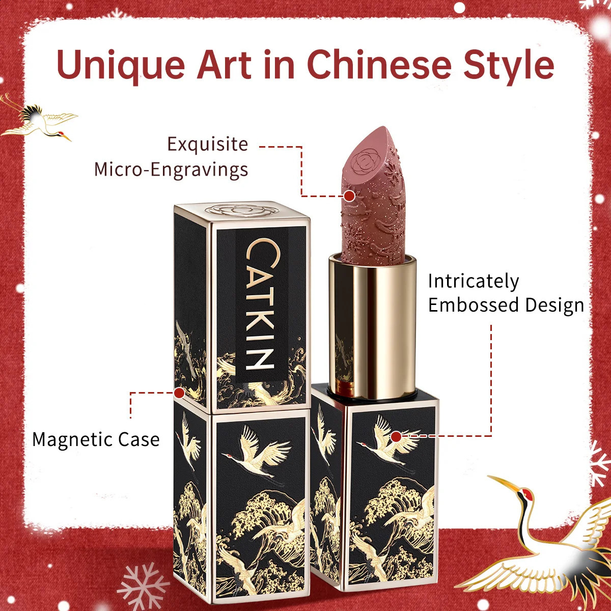 CATKIN Christmas limited Years lipstick for lips CATKIN izing with golden glosses tone CP170 Crimson pink 36 g 260626 - view 6