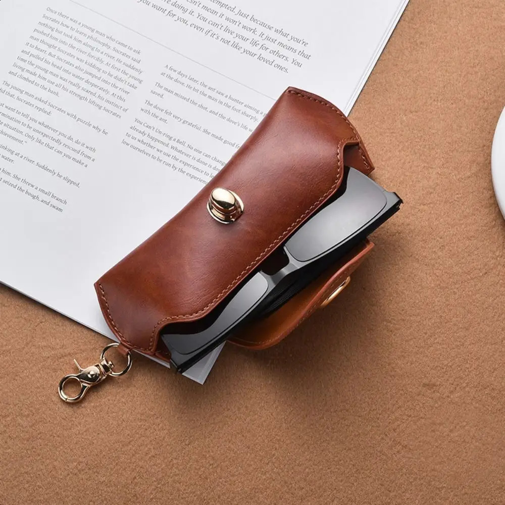 Fashion Leather Soft Sunglasses Case Portable Glasses Storage Bag Sunglasses Glasses Clip Hanging Neck Glasses Case Eyeglasses 260625 - view 4
