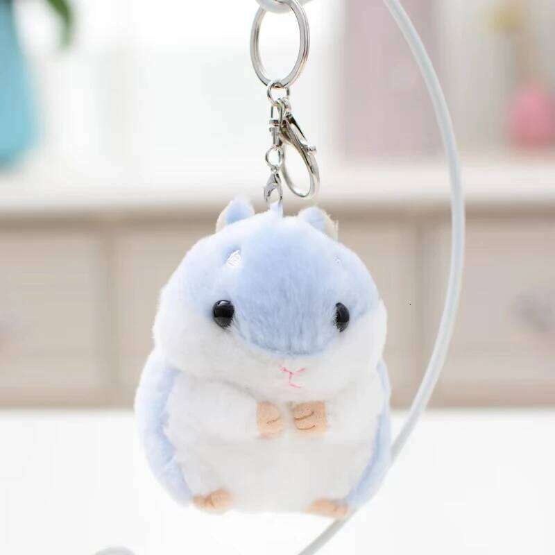 10cm Fluffy Hamster Doll Plush Toys Keychain Women Girl Faux Fur Pompom Key Ring Trinkets Handbag Backpack School Bag Pendant 26Y0626 - view 5