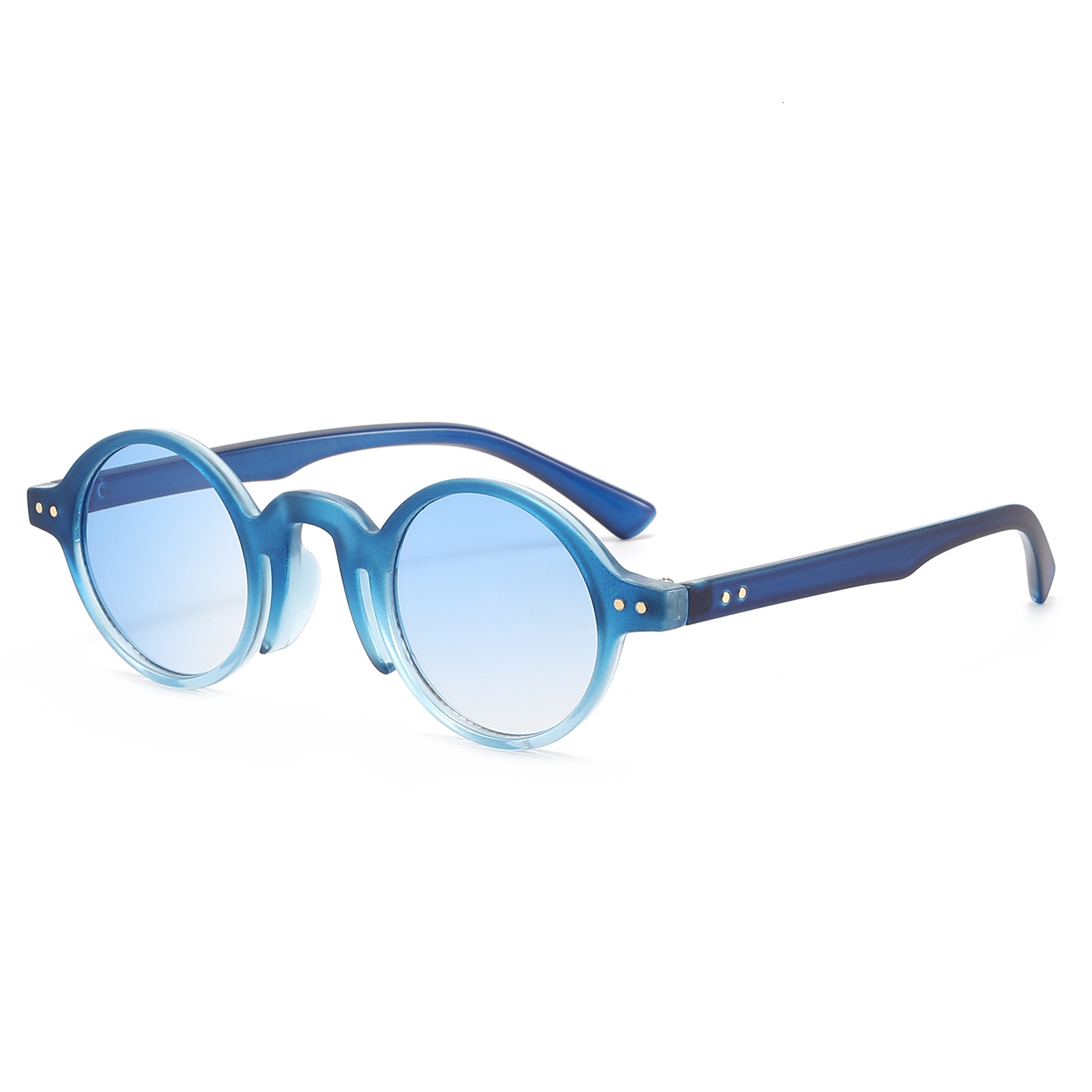 20 New Model: Women's Vintage Fashion Small Round Frame Sunglasses With Rivet Detail, Ocean Lens, High-End Stylish Design - view 4