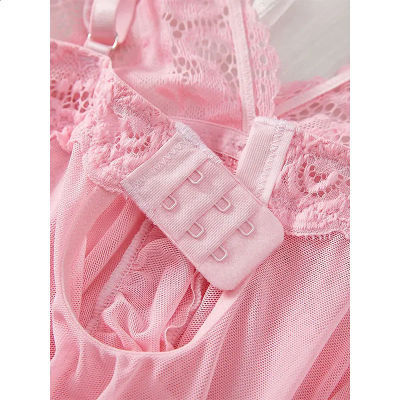 Suspender Suit Summer Ultrathin Nightgown Lace Thong Sets Sexy Pyjamas Lingerie Night Dress Comfortable Sleepwear 260625 - view 4