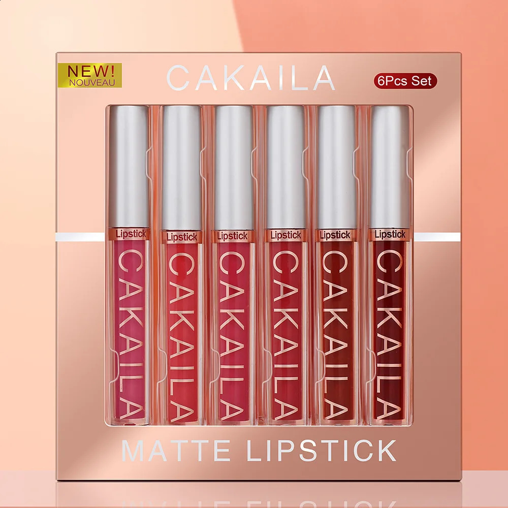 CAKAILA 6-Color Lip Gloss Lipstick Set Liquid Matte Velvet Matte Womens Makeup Long-lasting Waterproof Non-stick Cup Non-fade 260626 - view 4