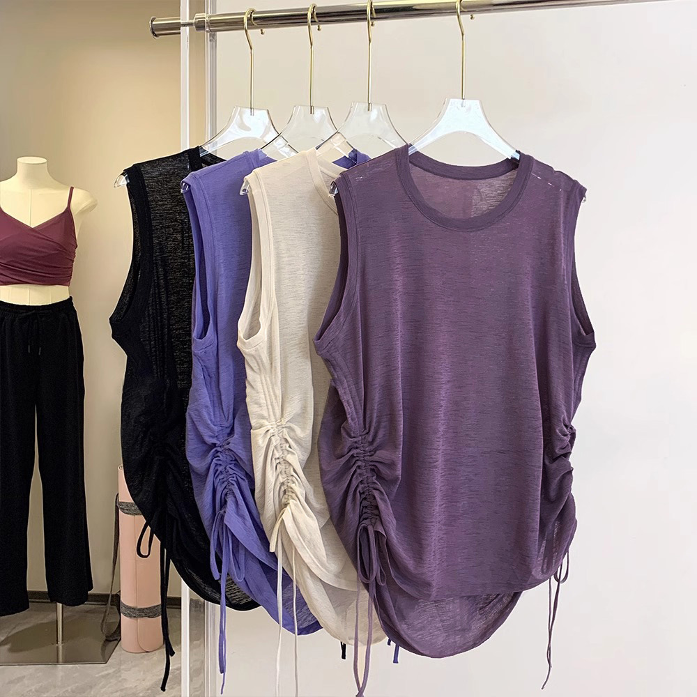 Sleeveless Sports Vest Women, Summer Thin Short-Sleeved Loose-Fitting Cover-Up For Running And Training, Quick-Drying Fitness Yoga Top Comfortable Yog - view 1