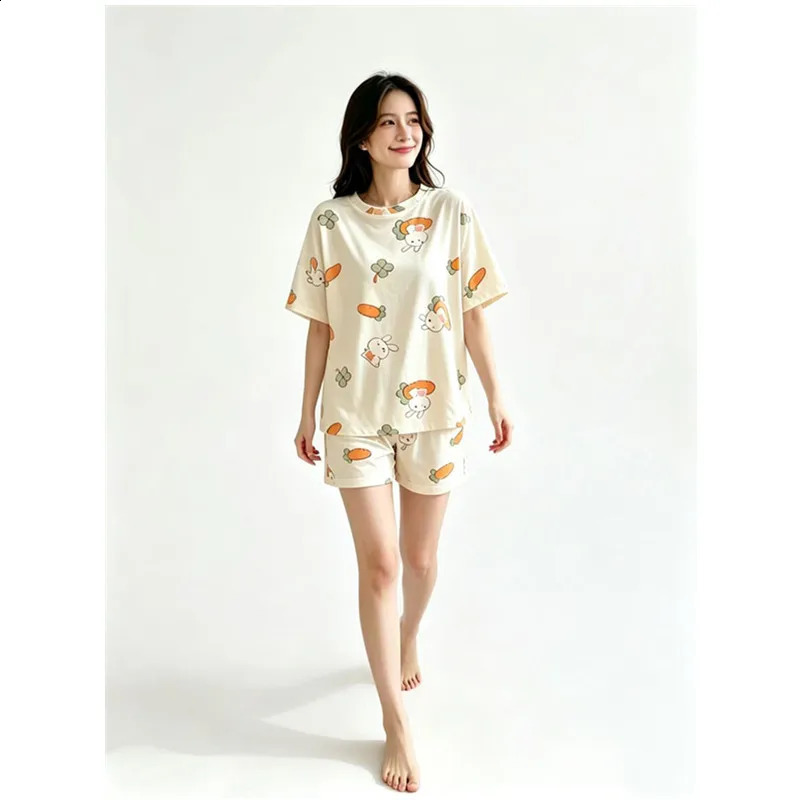 Womens Cute Printed Loose Pajamas Shorts Tops Twopiece Home Clothes Flirty Casuals Camis Top And Sets Loungewear 260625 - view 6