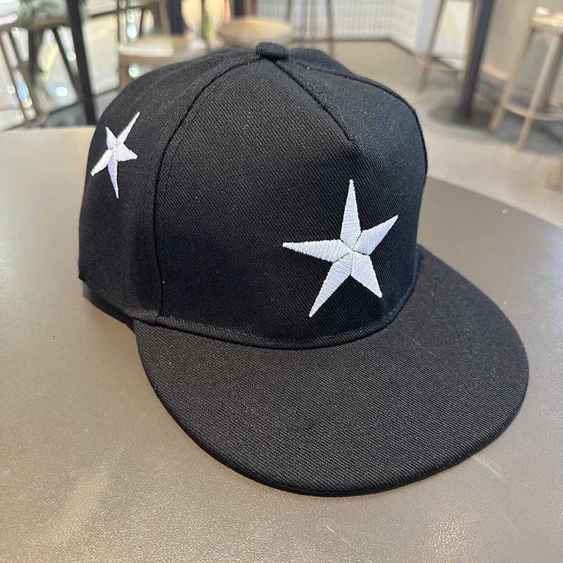 Five-pointed Star Embroidery Tide Mens All-match Flat Brim Baseball Ladies Summer Hip-hop Hat Outdoor Shade Adjustable M260626
