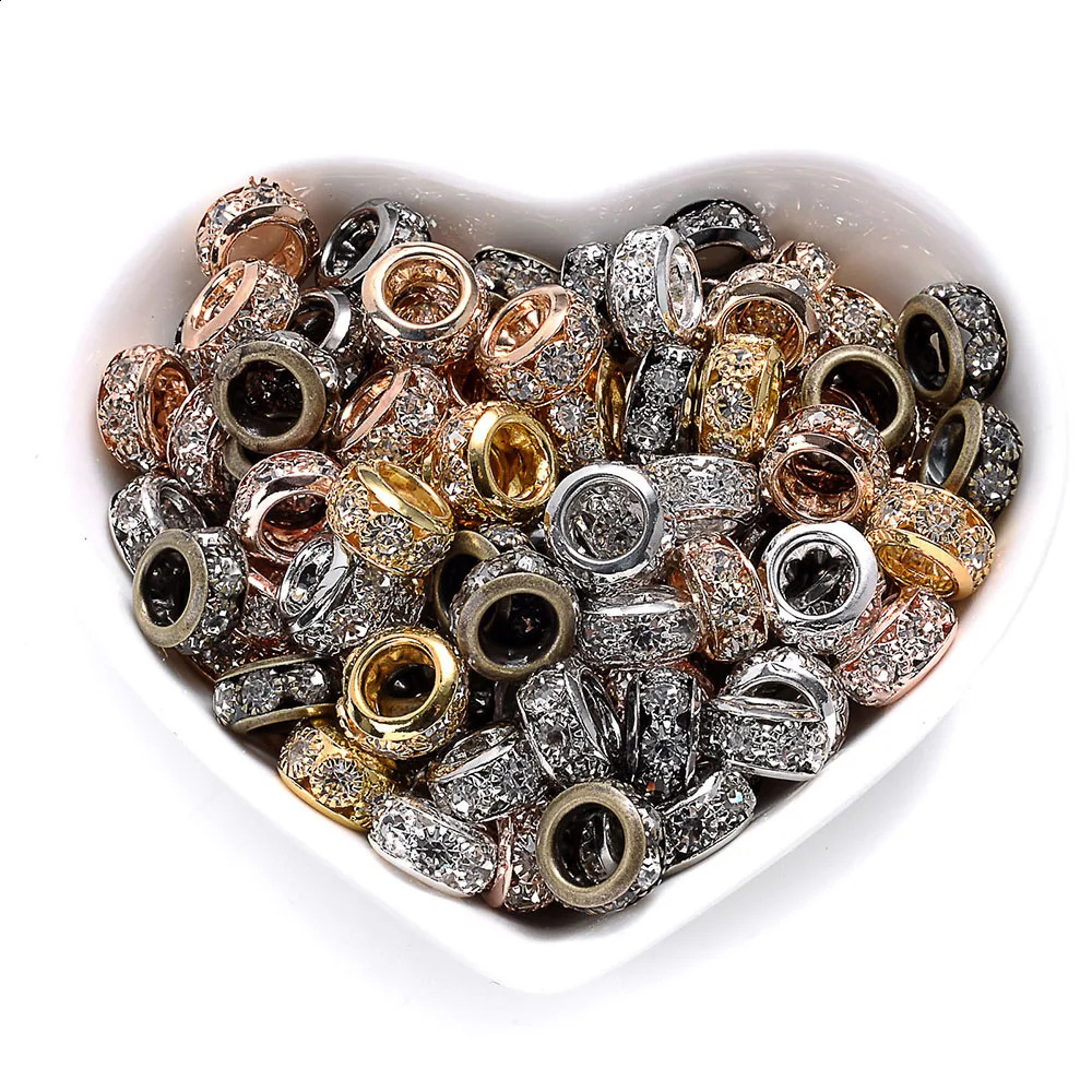 10-30pcs/lot Rhinestone Spacer Beads Round Gold Silver Metal Czech Crystal Beads for Jewelry Making DIY Bracelets Accessories 260623 - view 5