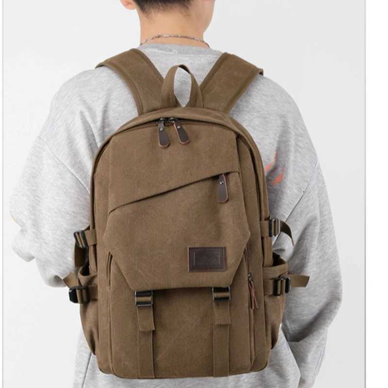 Large Capacity Backpack Outdoor Casual Mens Travel Bag Fashion Retro Canvas Backpack M260626 - view 6