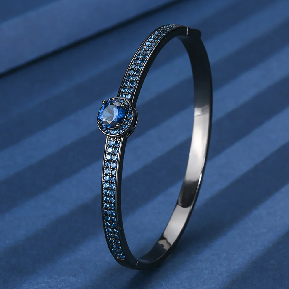 Womens Bangles Vintage 65mm Sapphire Ruby Gemstone Black Bracelets Party Fine Jewelry Birthday Gifts Accessories Wholesale 260626 - view 3