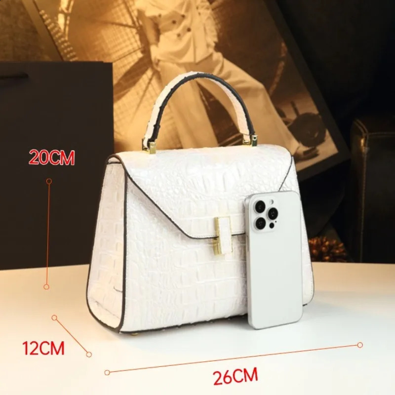 2026 atmospheric crocodile patterned shiny leather womens bag single shoulder crossbody handbag 260626 - view 7
