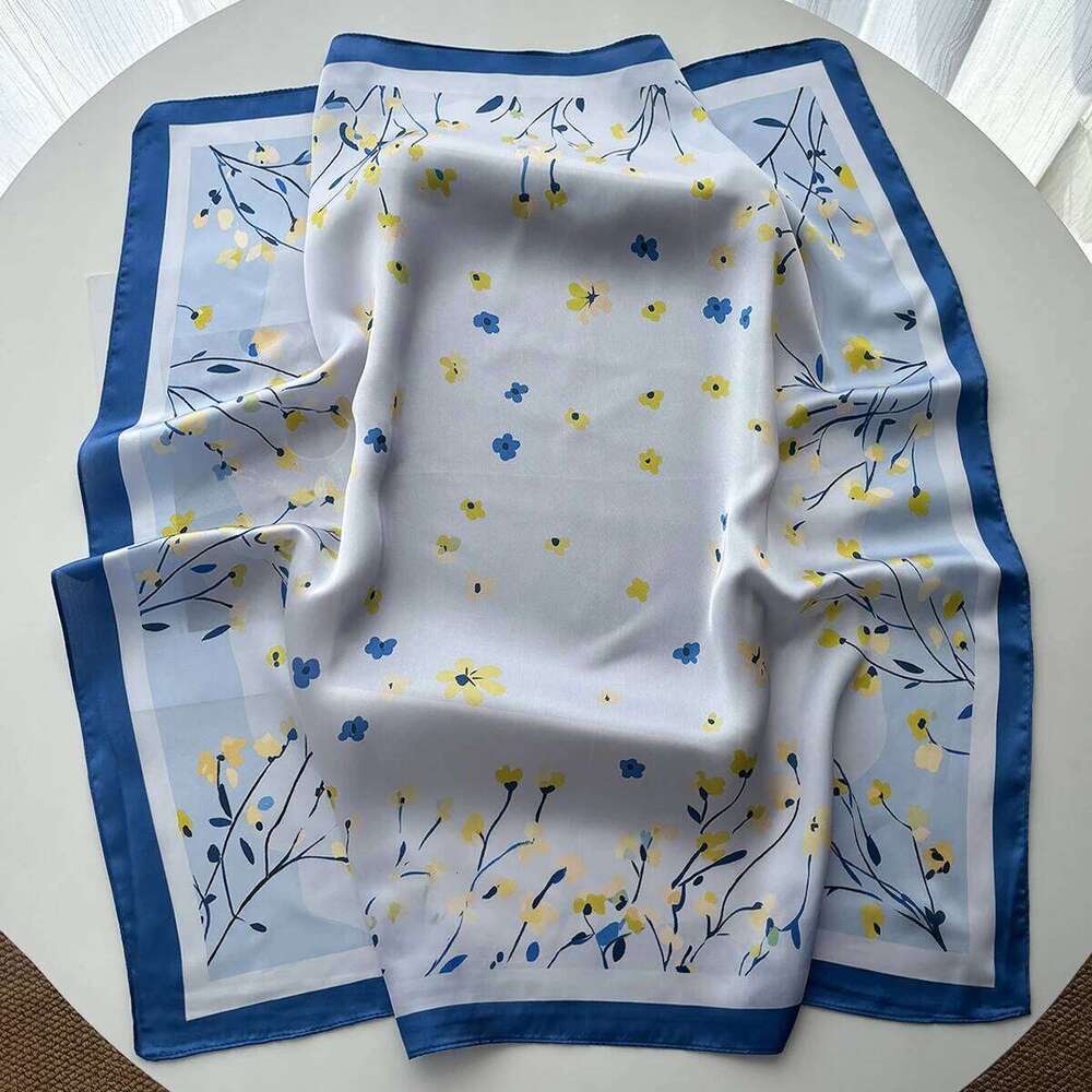 Elegant Floral Women Silk Imitation Scarf Satin Neckerchief Foulard Square Hairbands Female Scarves Shawls Wraps 26Y06226 - view 5