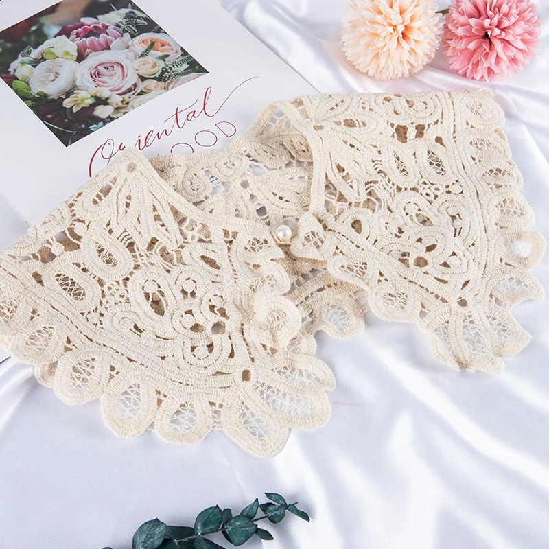Hollow Crochet Lace Detachable Collar Shawl O-Neck Doll False Collar Shirt Women Hollow Crochet Lace Detachable Collar 260625 - view 7