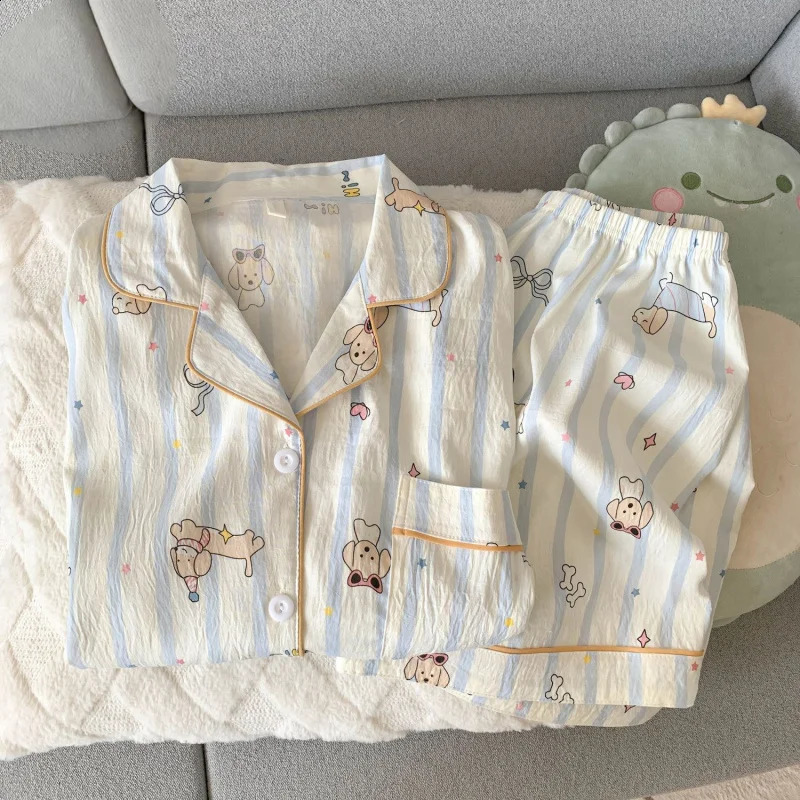 2 Summer shortsleeve cloud cotton pajama set for women comfortable and trendy shorts that can be worn outside home wear 260625 - view 6